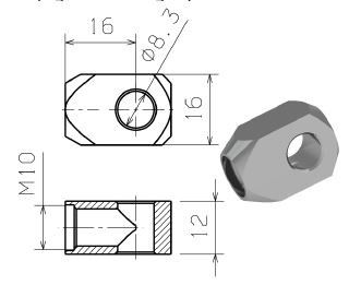 Oko průměr 8mm, tloušťka oka 12mm, vnitřní závit M10x10mm (1T/M10)